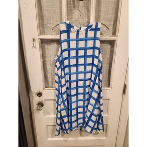 Mud Pie Sawyer Blue and White Plaid Swing Dress Women's Size‎ Medium